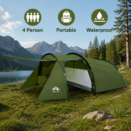 Man family camping tent with - man,