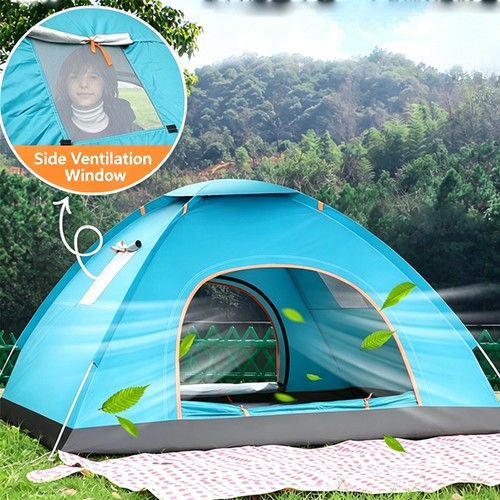 Man automatic pop up tent - up,